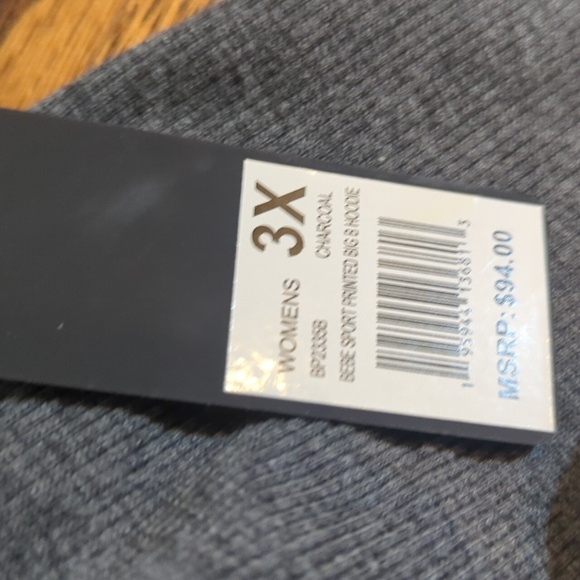 Bebe Sport Gray Fleece Hoodie with Pink camoflage Print Logo NWT Sz 3x - Picture 6 of 9